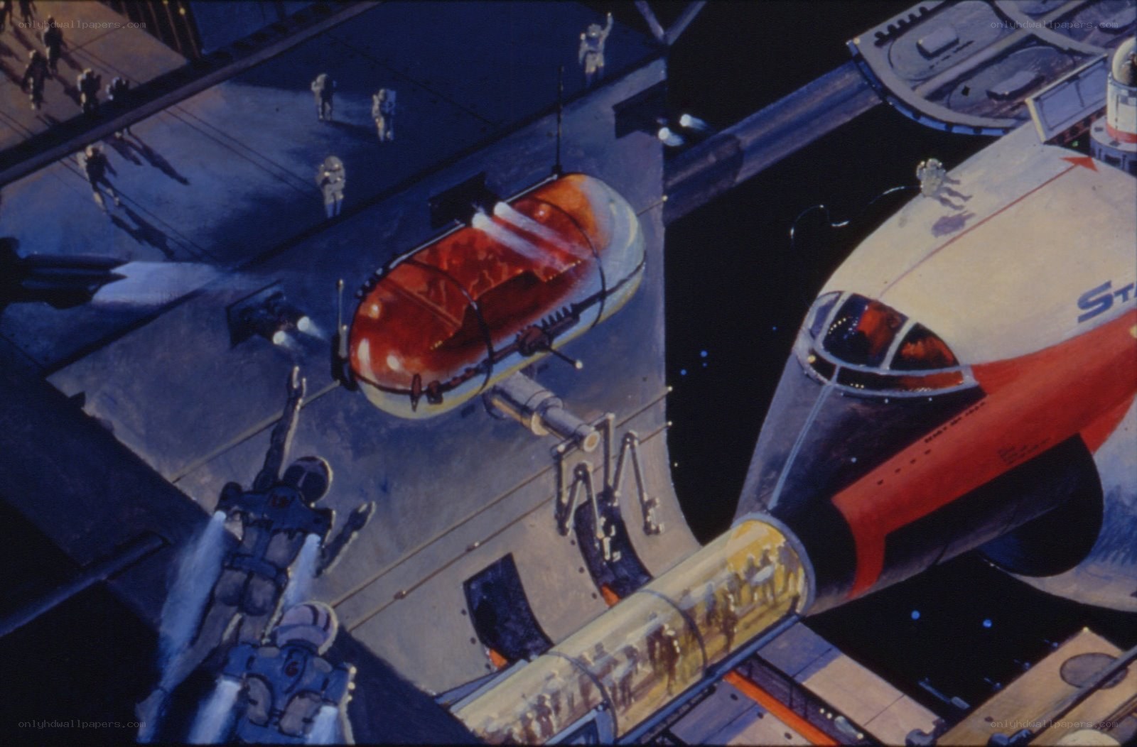 futuristic space station scene