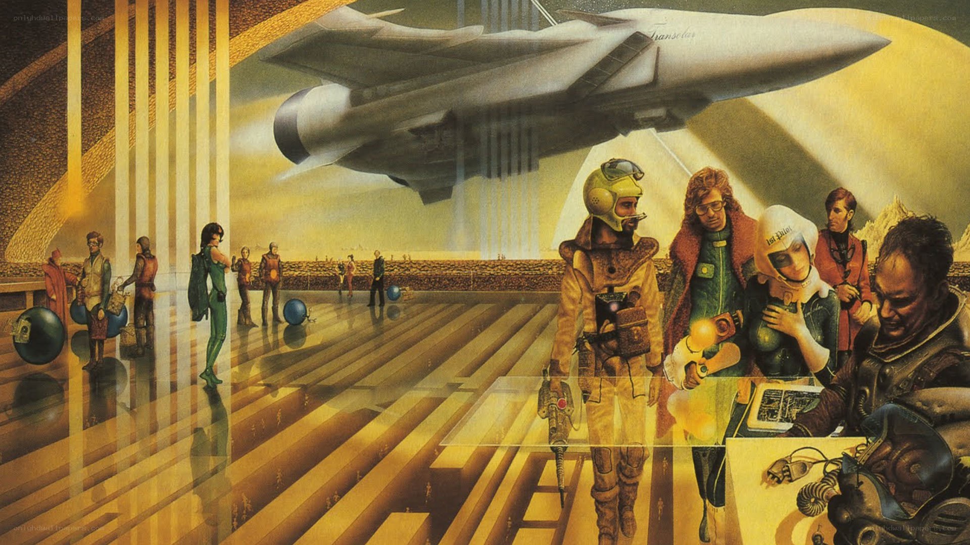 Futuristic space station scene