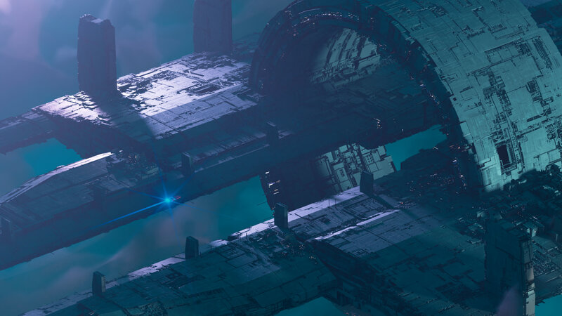 Futuristic Space Station — Teal
