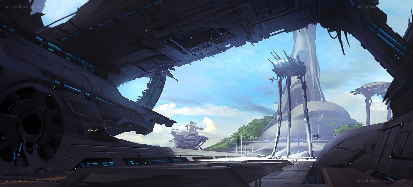 futuristic space station view