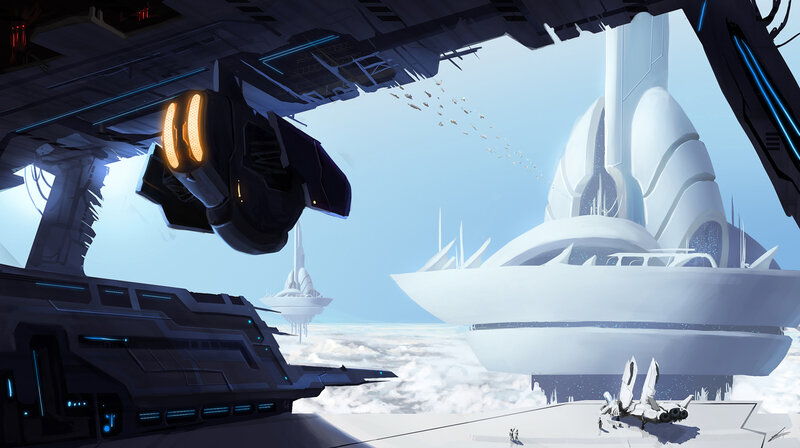 Futuristic Space Station — White