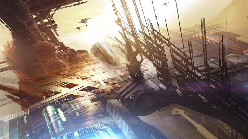 Futuristic Space Station — Yellow, Dramatic