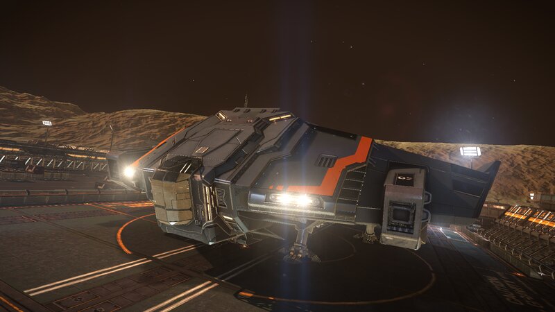 Futuristic Spacecraft — Black, Dramatic, Night, 3d Render, Spaceport