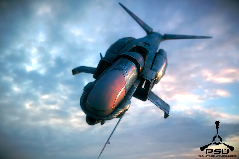 Futuristic Spacecraft — Blue, Dramatic, Sunset, 3d Render, Sky