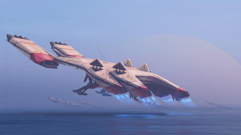 Futuristic Spacecraft — Blue, Serene