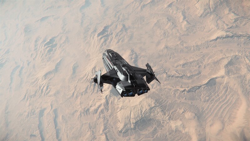 Futuristic Spacecraft — Gray, Dramatic, 3d Render, Desert Planet