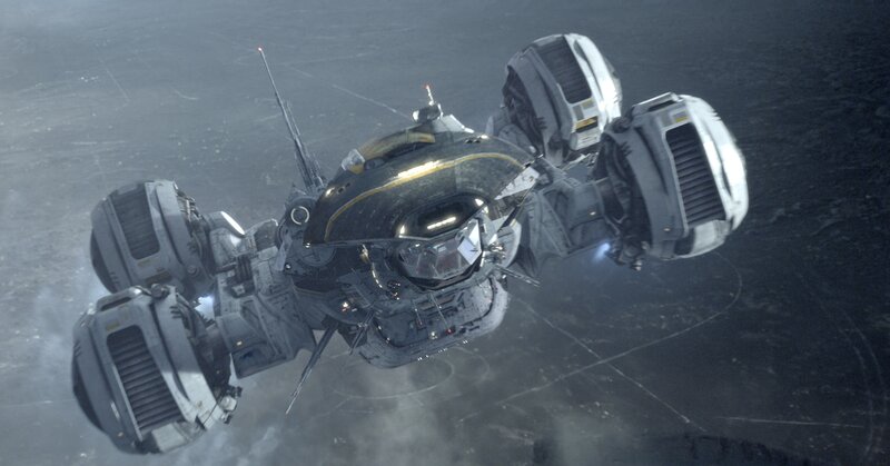 Futuristic Spacecraft — Gray, Dramatic, 3d Render, Engines