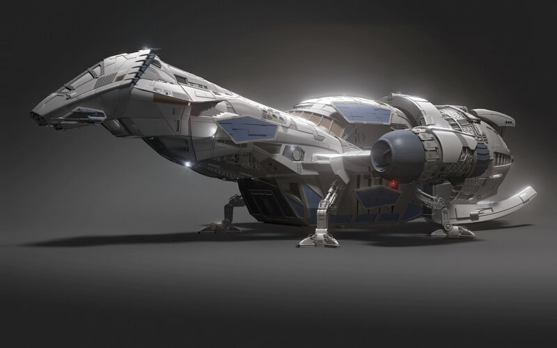Futuristic Spacecraft — Gray, Dramatic, 3d Render, Landing Gear