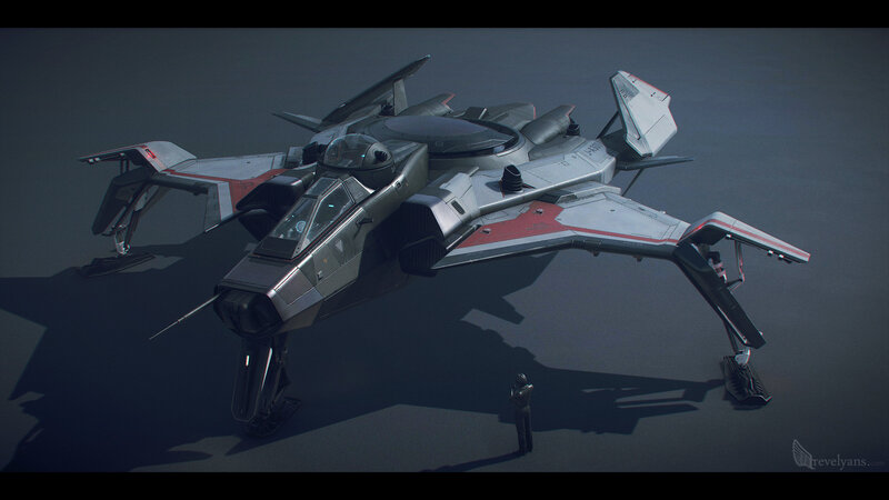 Futuristic Spacecraft — Gray, Dramatic, 3d Render, Person