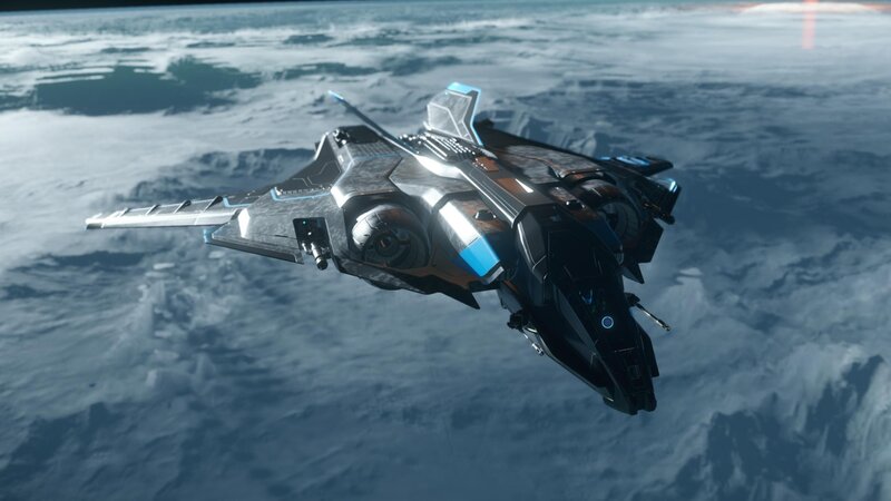 Futuristic Spacecraft — Gray, Dramatic, 3d Render, Planet, Clouds