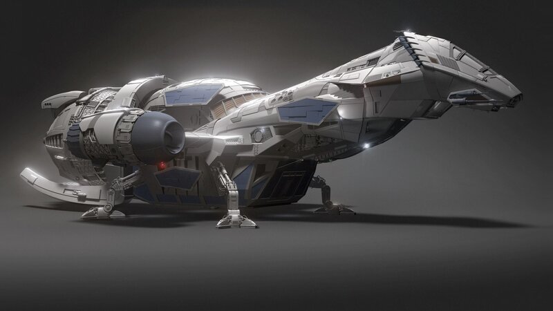 Futuristic Spacecraft — Gray, Dramatic, 3d Render