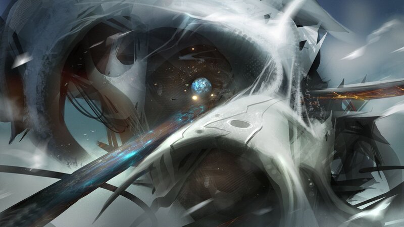 Futuristic Spacecraft — Gray, Dramatic, Digital Art