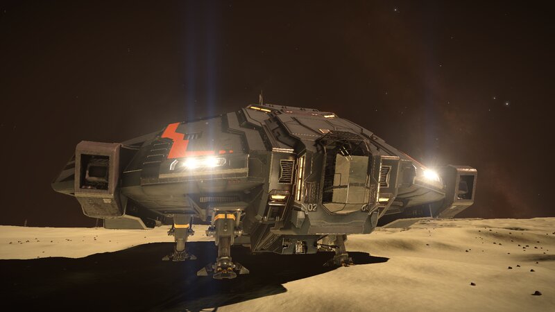 Futuristic Spacecraft — Gray, Dramatic, Night, 3d Render