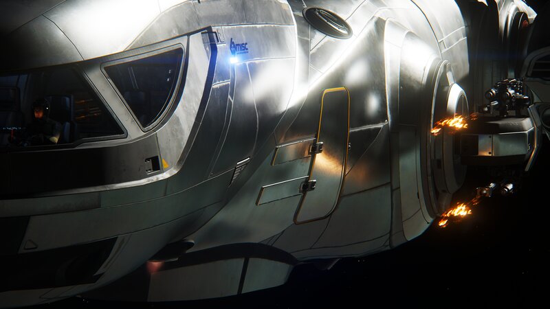 Futuristic Spacecraft — Gray, Dramatic, Night, Digital Art, Pilot