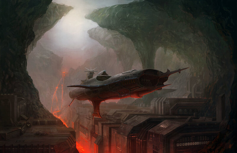 Futuristic Spacecraft — Gray, Dramatic