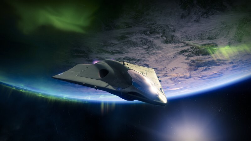 Futuristic Spacecraft — Green, Dramatic, Night