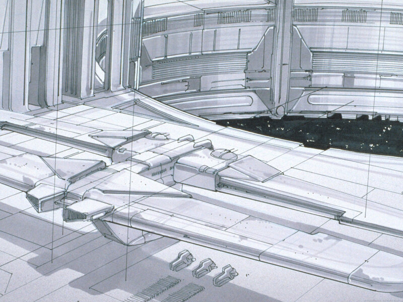 futuristic spacecraft hangar