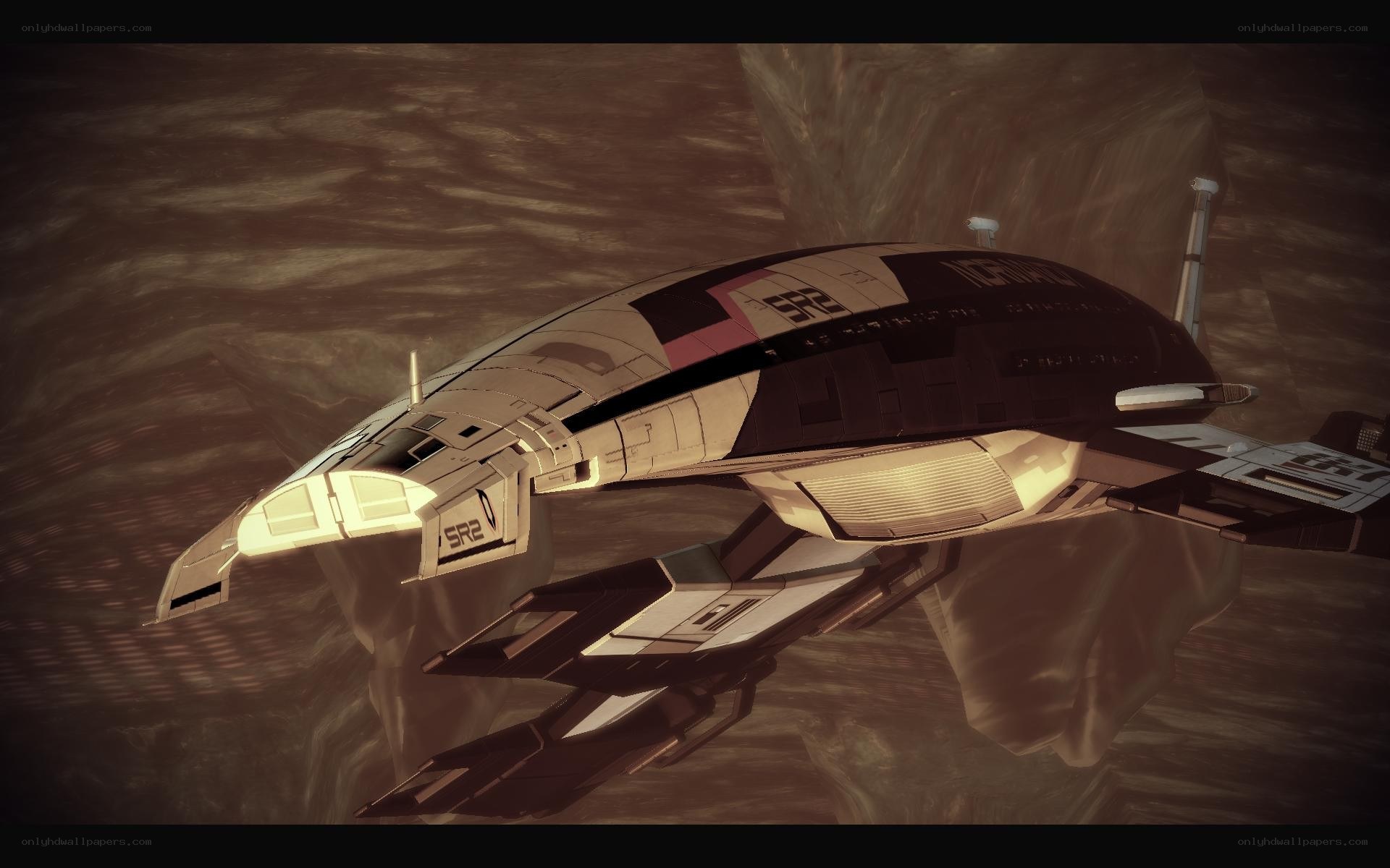 futuristic spacecraft in canyon
