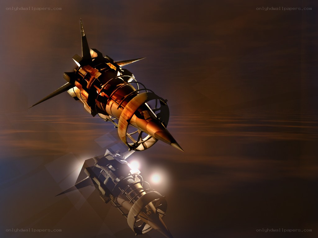 futuristic spacecraft in flight