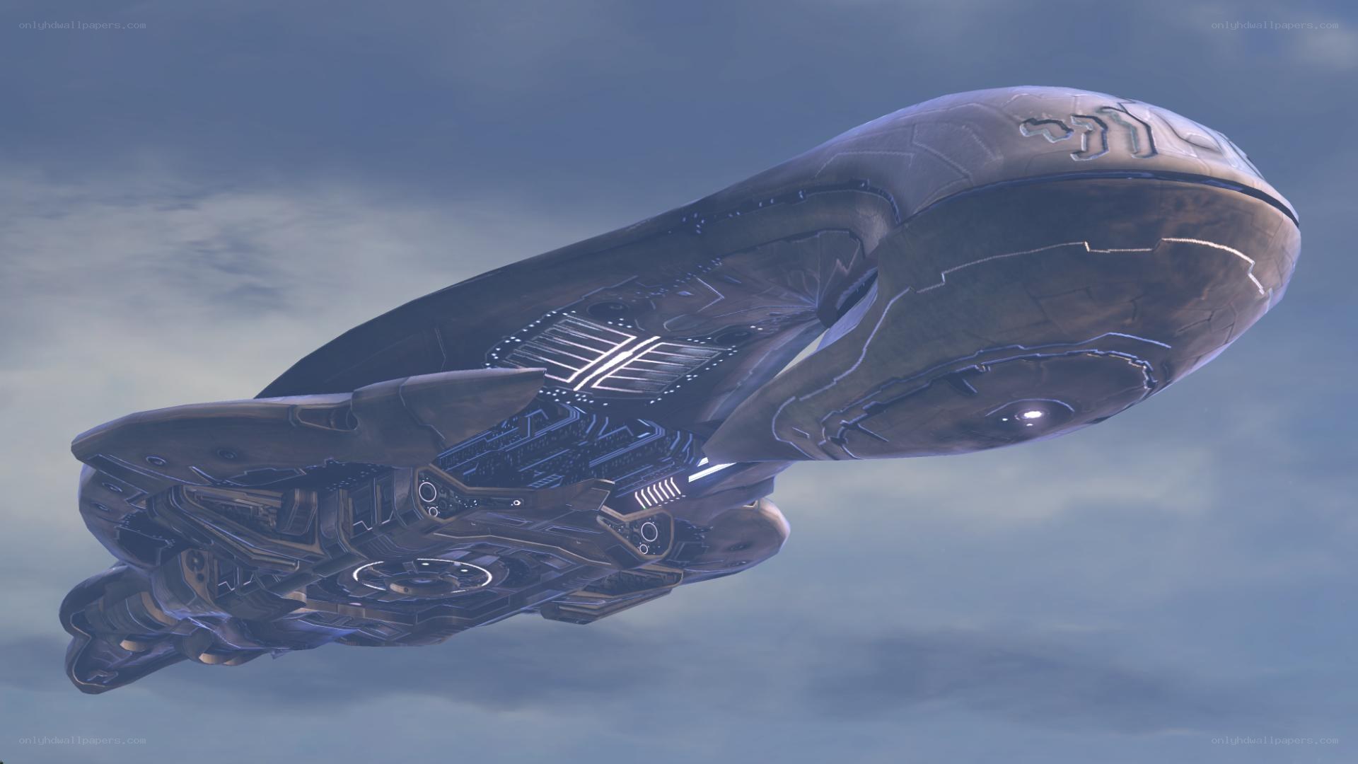 futuristic spacecraft in flight