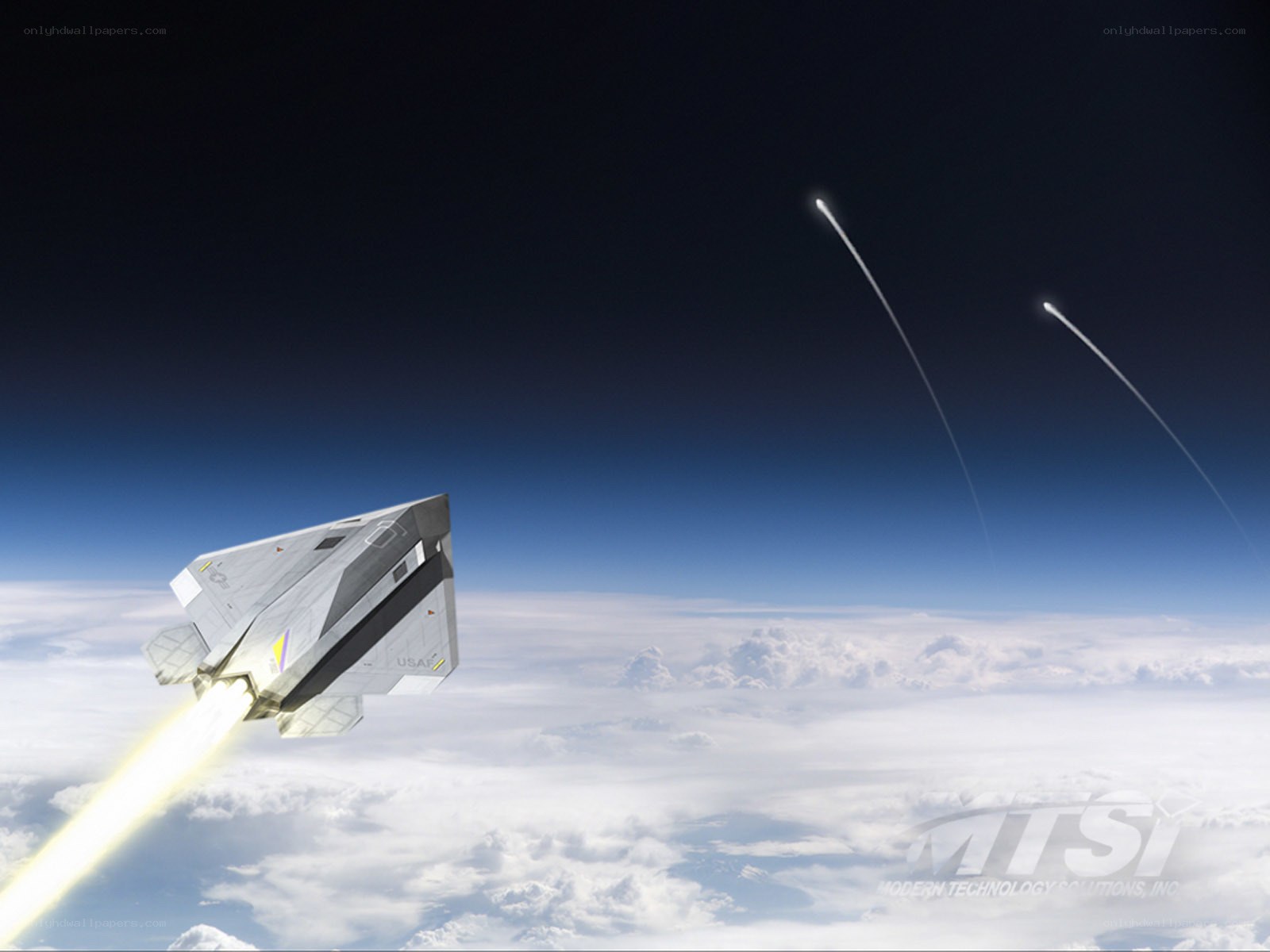 Futuristic spacecraft in flight