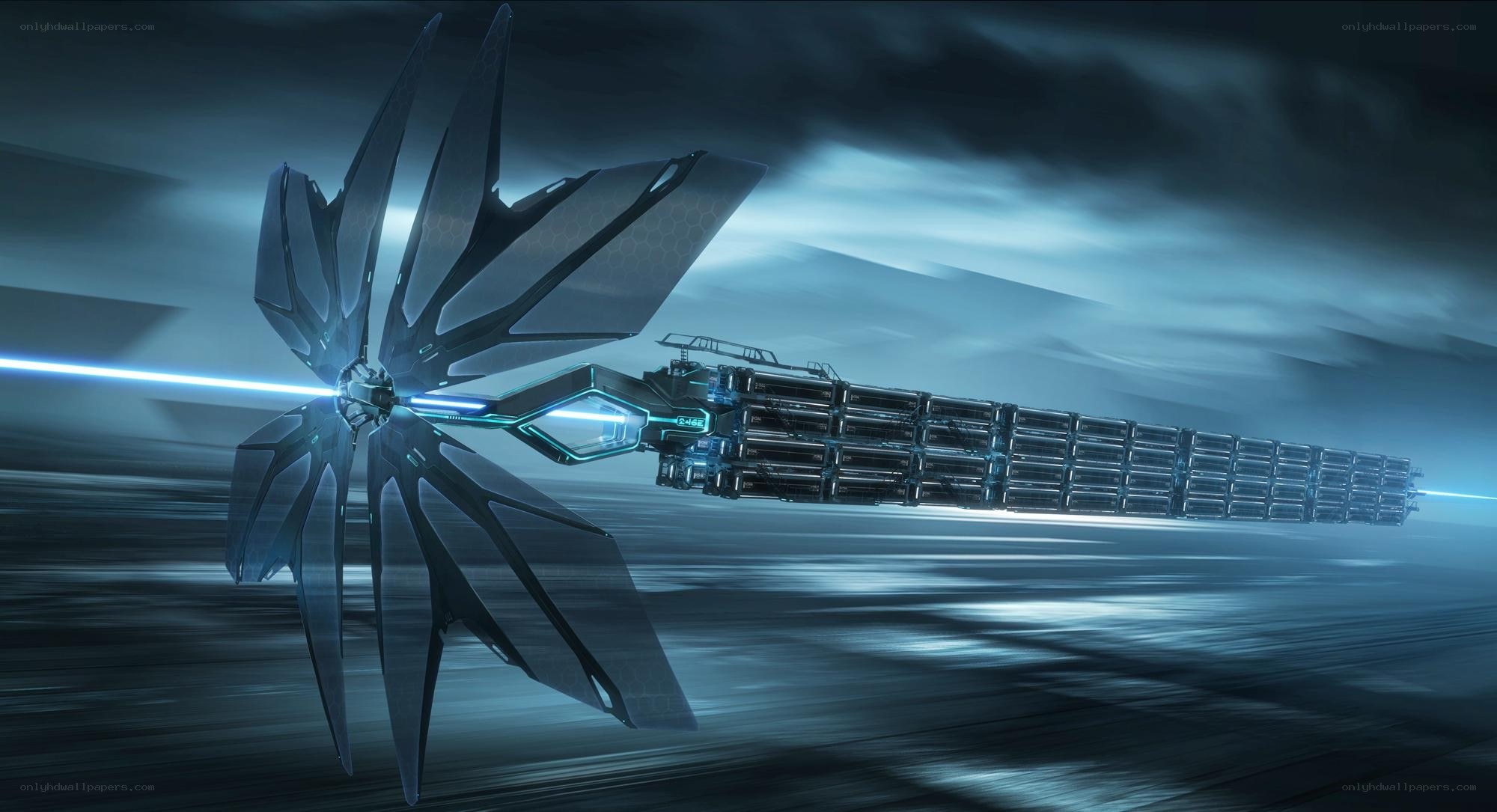 futuristic spacecraft in motion