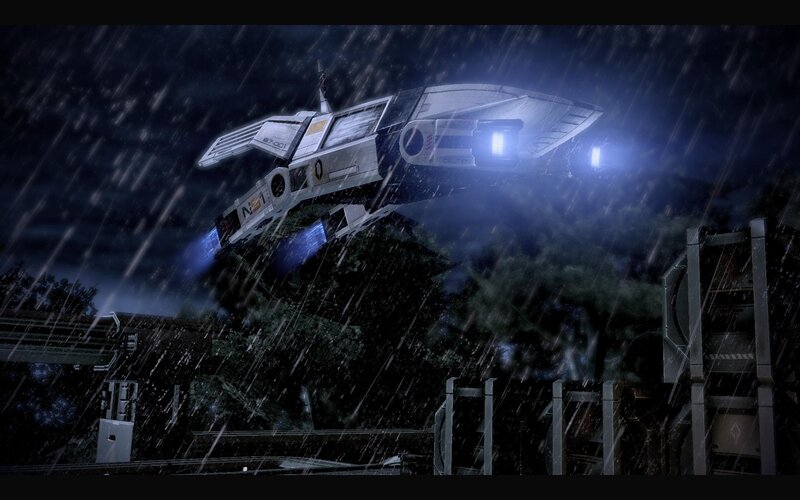 futuristic spacecraft in rain