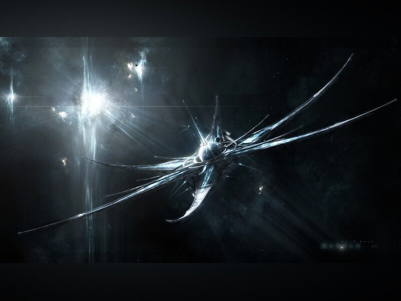 Futuristic spacecraft in space