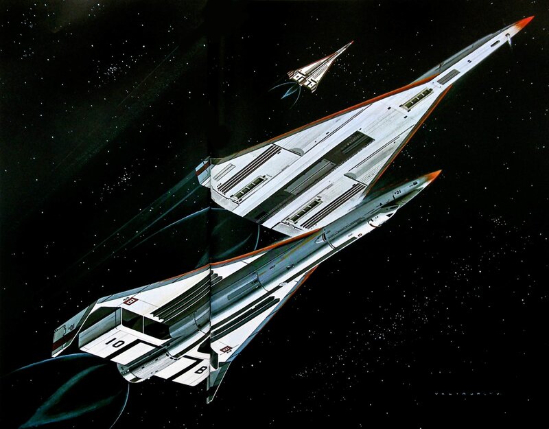 Futuristic spacecraft in space