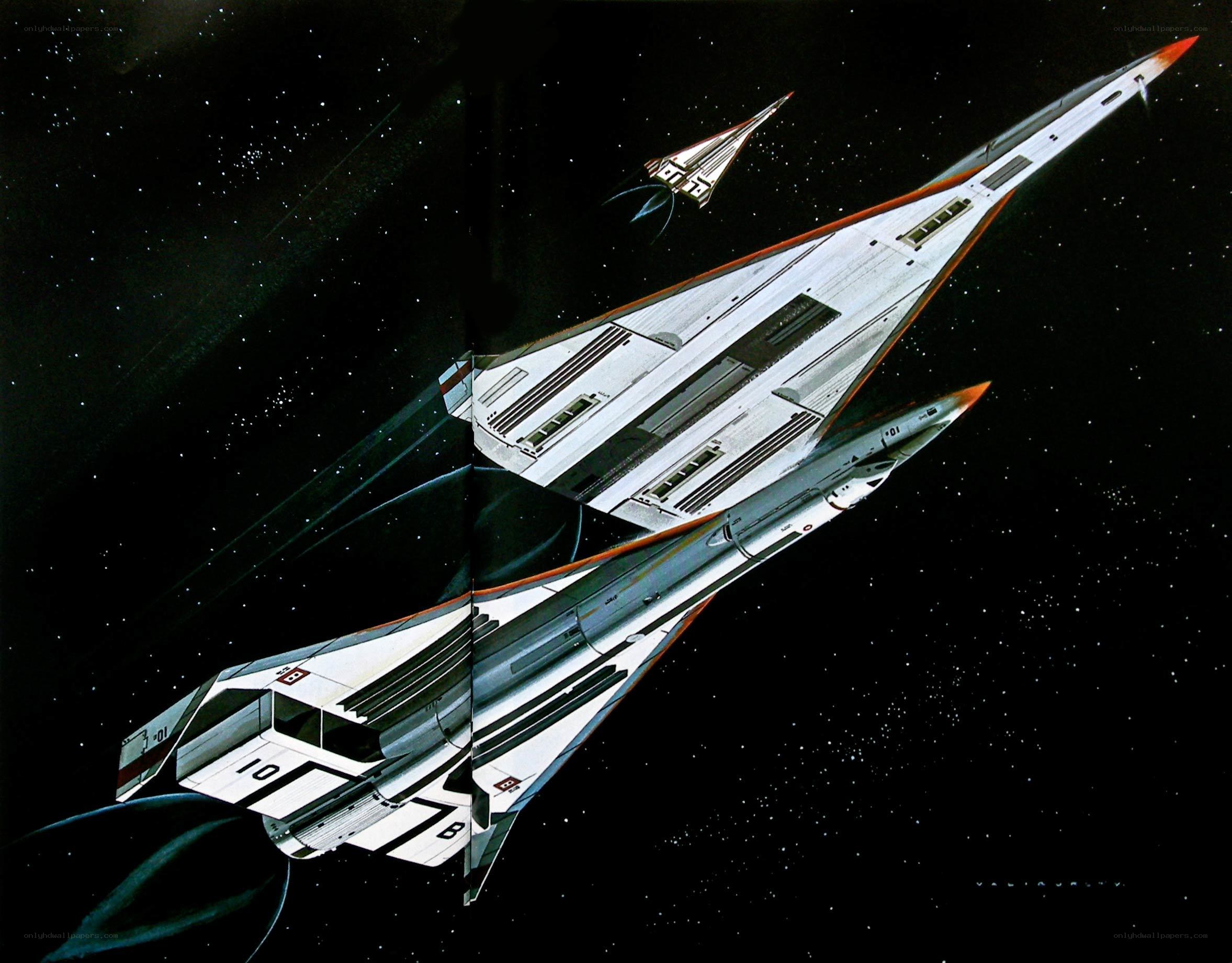 Futuristic spacecraft in space