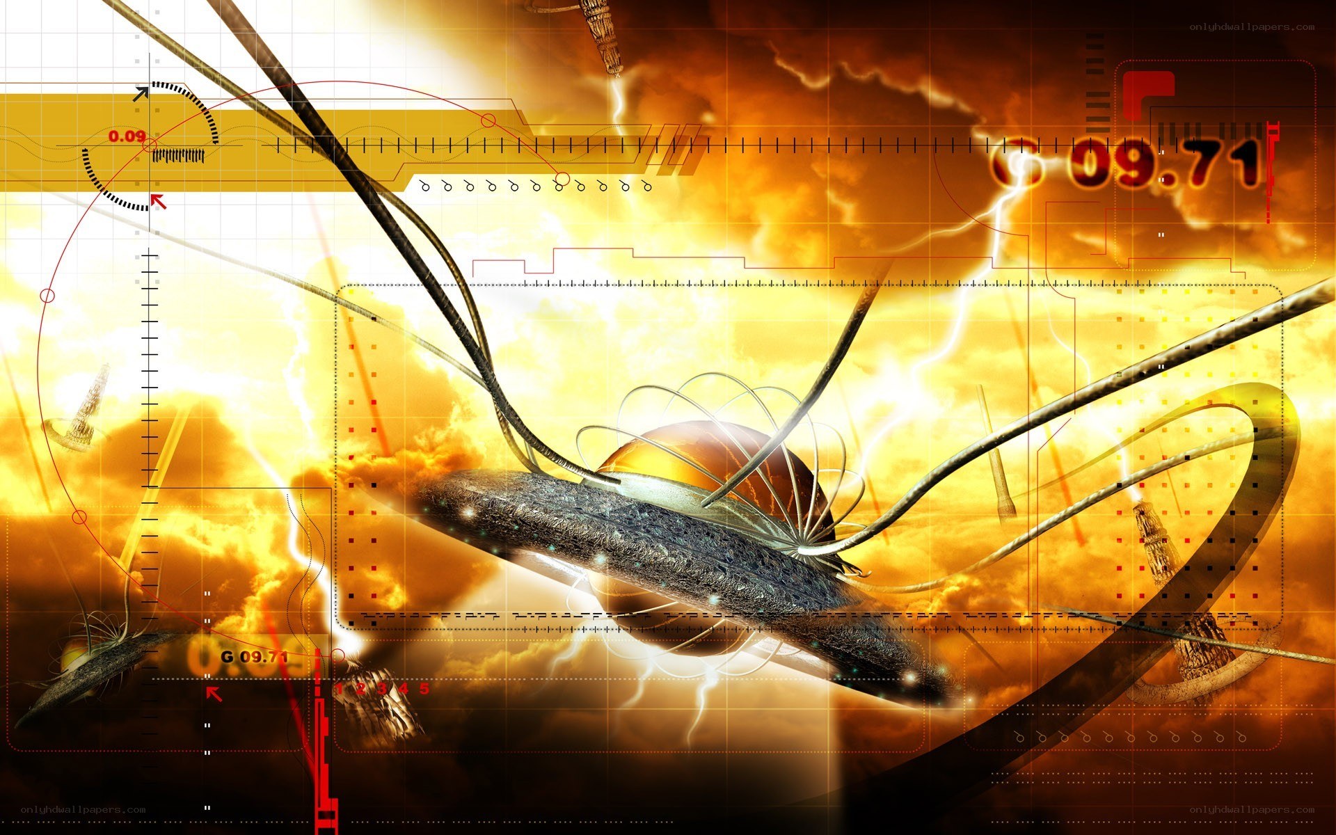 futuristic spacecraft in storm