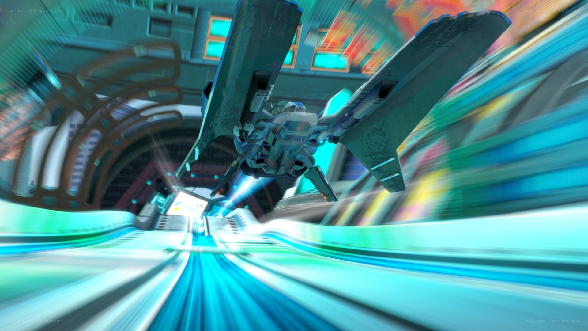 futuristic spacecraft in tunnel