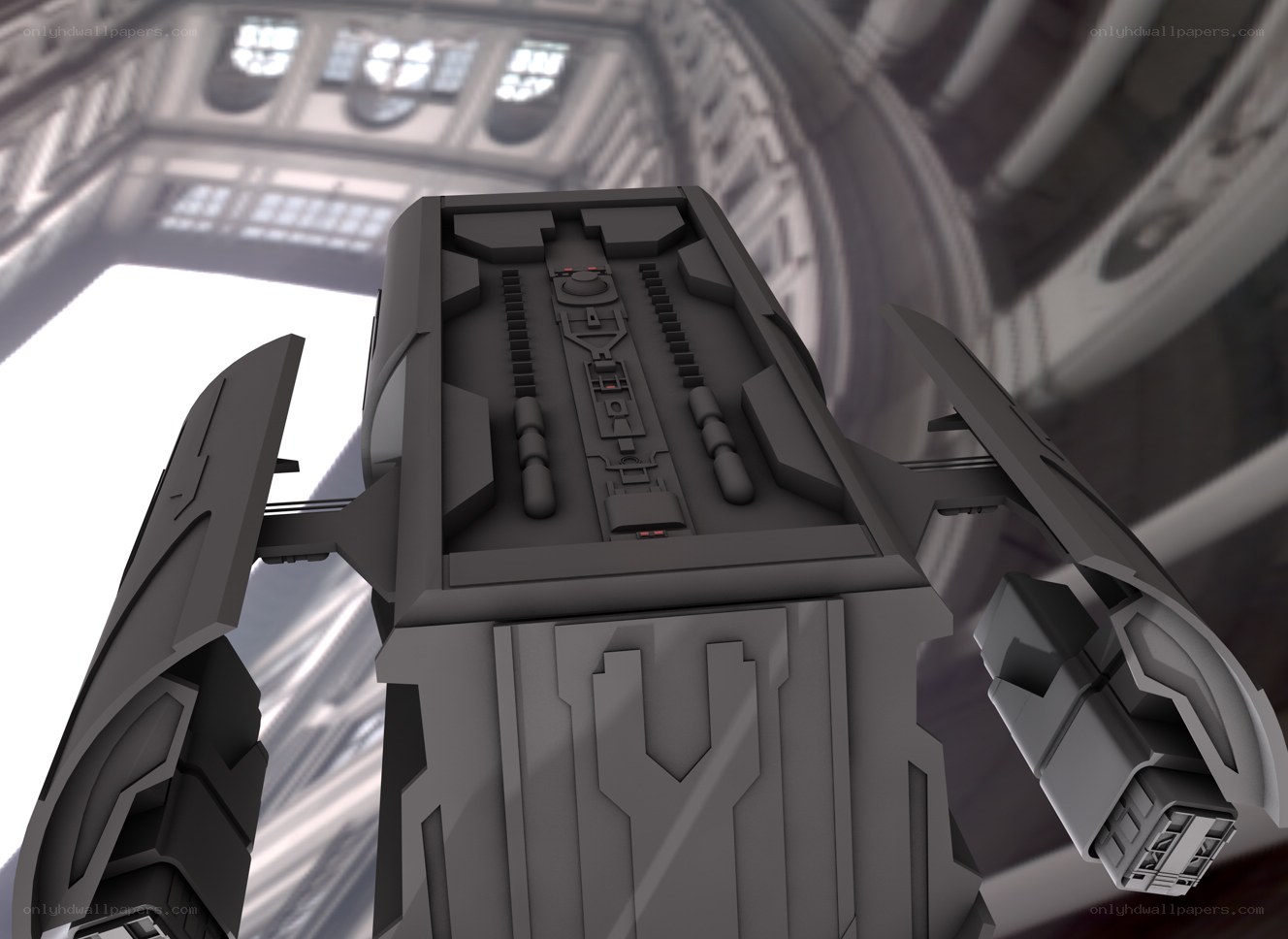 futuristic spacecraft interior