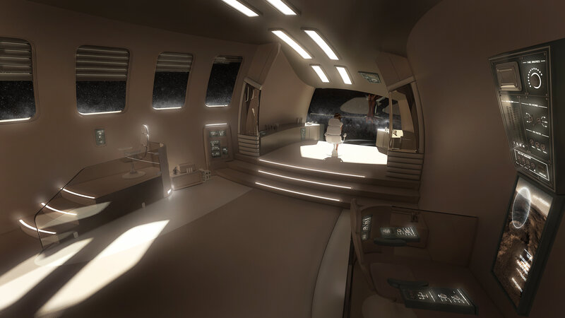 Futuristic Spacecraft Interior — Beige