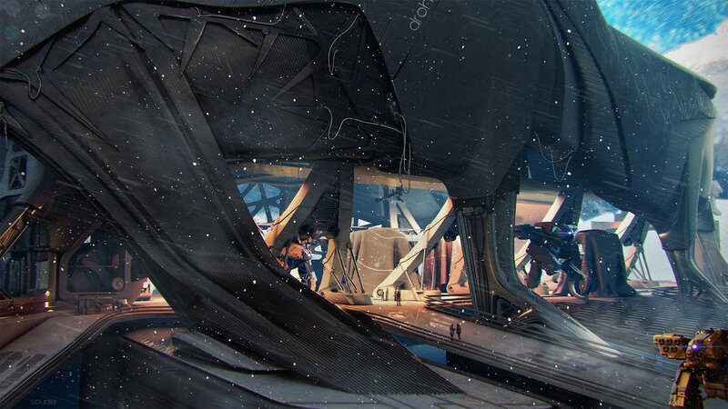 Futuristic Spacecraft Interior — Black