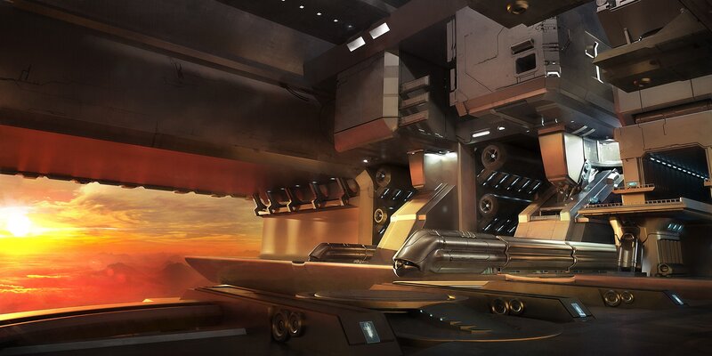 Futuristic Spacecraft Interior — Orange