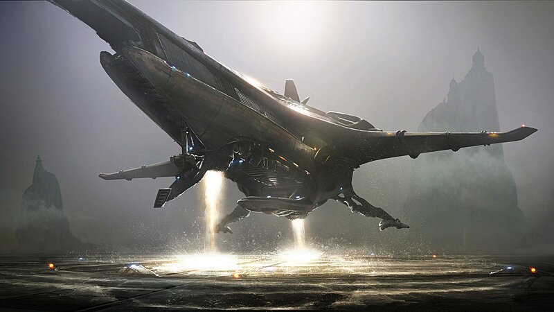 Futuristic Spacecraft Landing — Gray