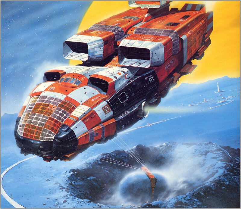 Futuristic spacecraft landing