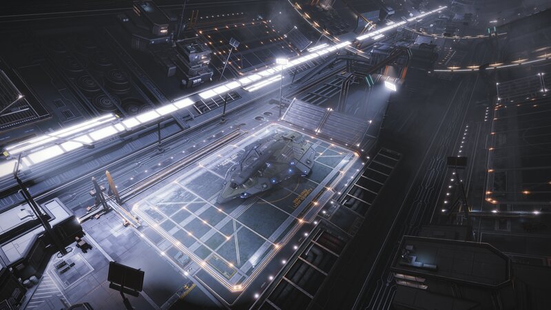 Futuristic Spacecraft on Platform