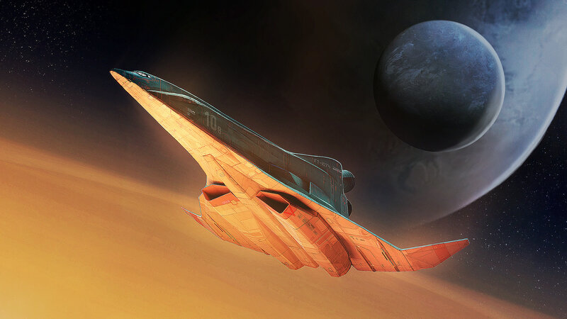 Futuristic Spacecraft — Orange, Dramatic, Night