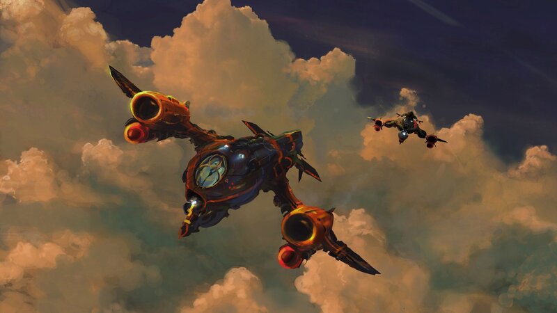 Futuristic Spacecraft — Orange, Dramatic