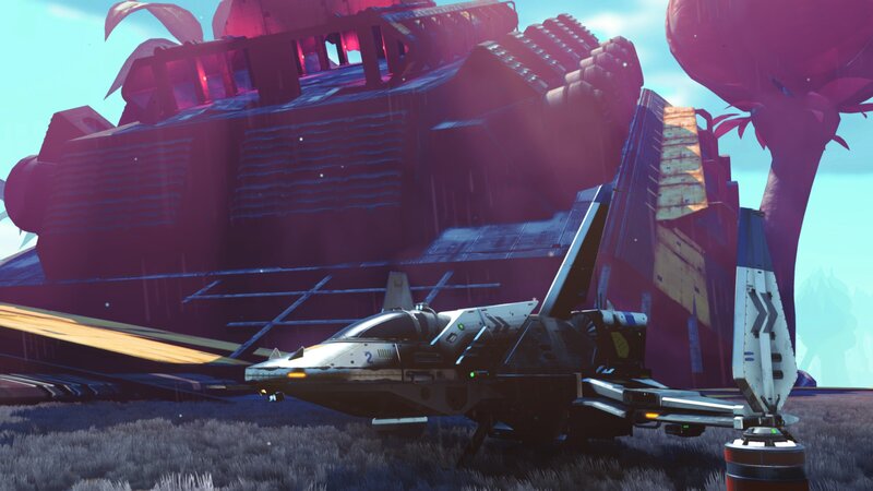 Futuristic Spacecraft — Purple, Dramatic, Afternoon