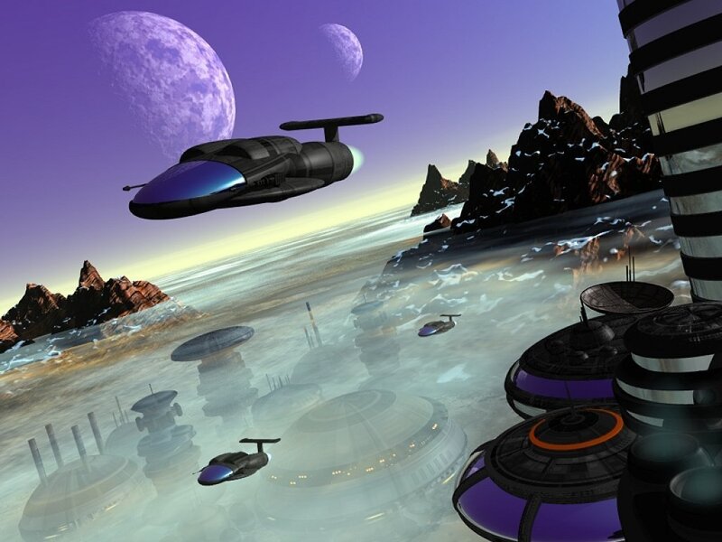 Futuristic Spacecraft — Purple