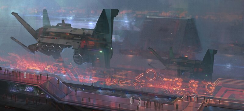 Futuristic Spacecraft — Red