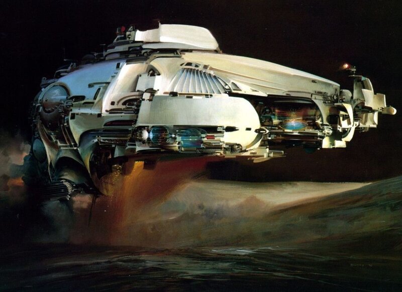 Futuristic Spacecraft — White, Dramatic, Night