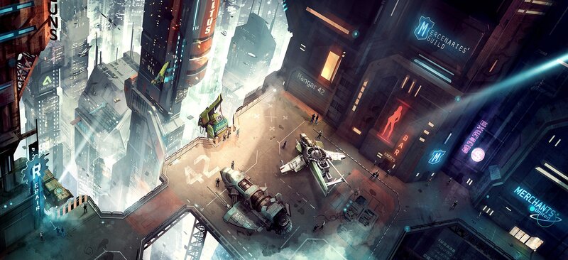 Futuristic Spaceport — Blue
