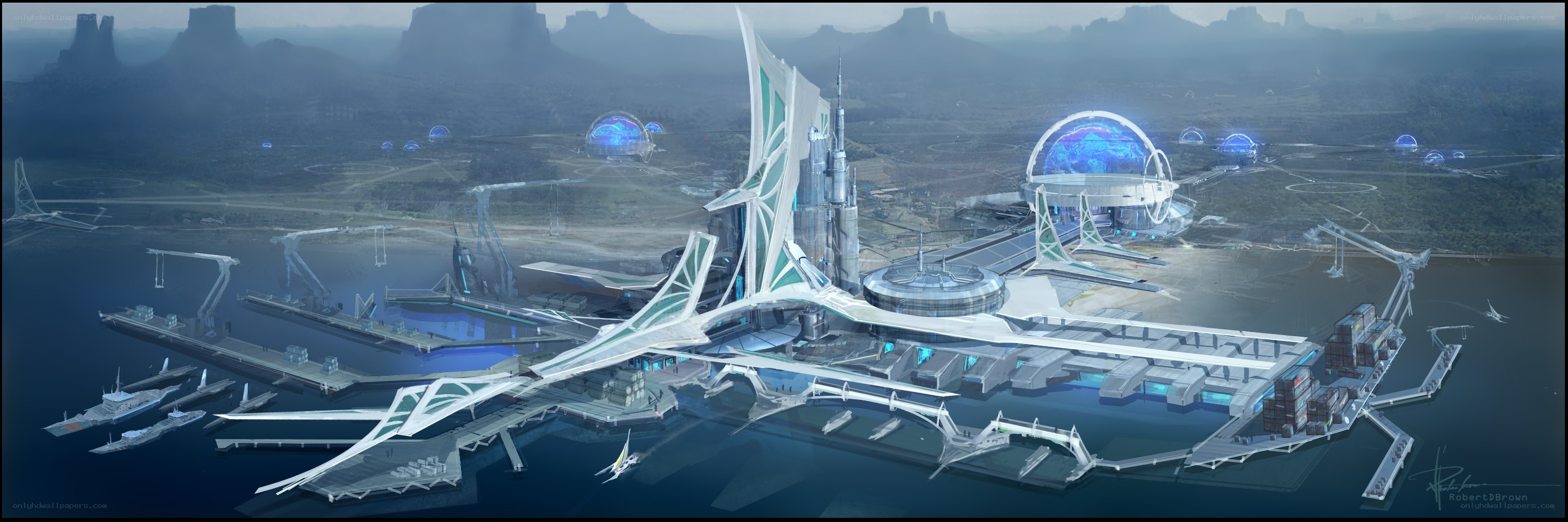 futuristic spaceport city