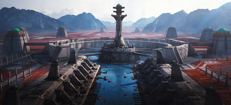 Futuristic Spaceport — Gray, Dramatic, Afternoon