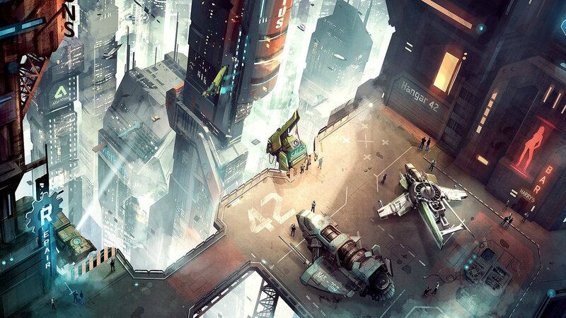 Futuristic Spaceport — Gray, Dramatic, Night