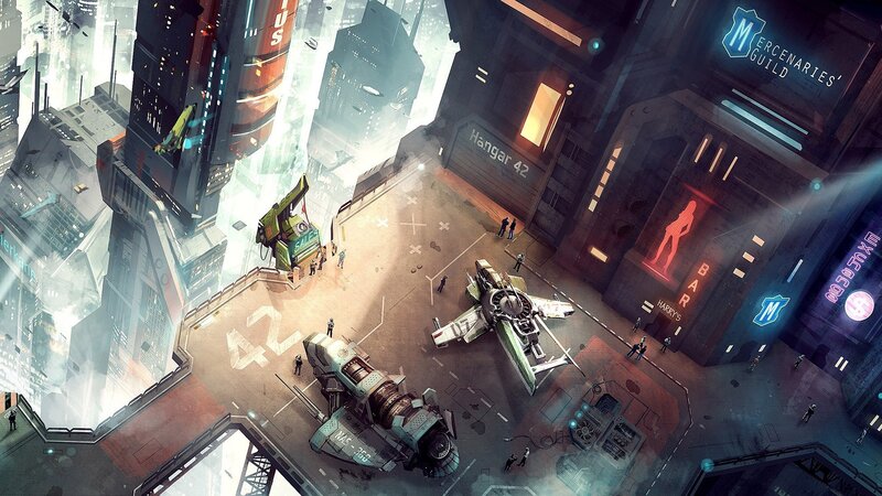 Futuristic Spaceport — Gray, Dramatic